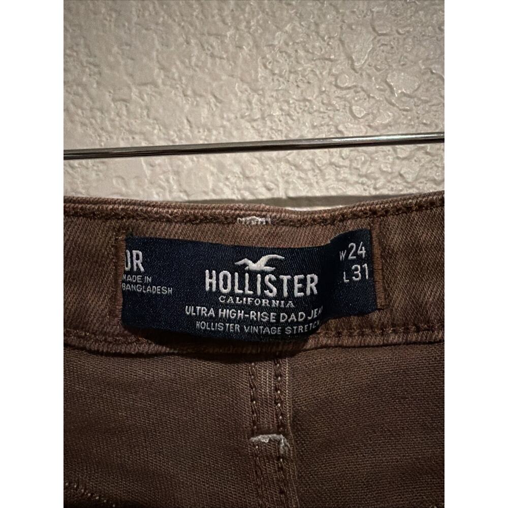 Hollister Ultra High Rise Dad Jeans 90s Y2k Cargo Brown Grunge Sz 0 24 x 31 - Picture 6 of 6